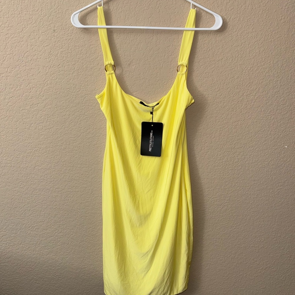 PrettyLittleThing Yellow Spaghetti Strap Slip Dress